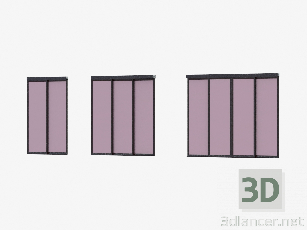 3d model Partición de interroom de A6 (vidrio gris marrón oscuro) - vista previa