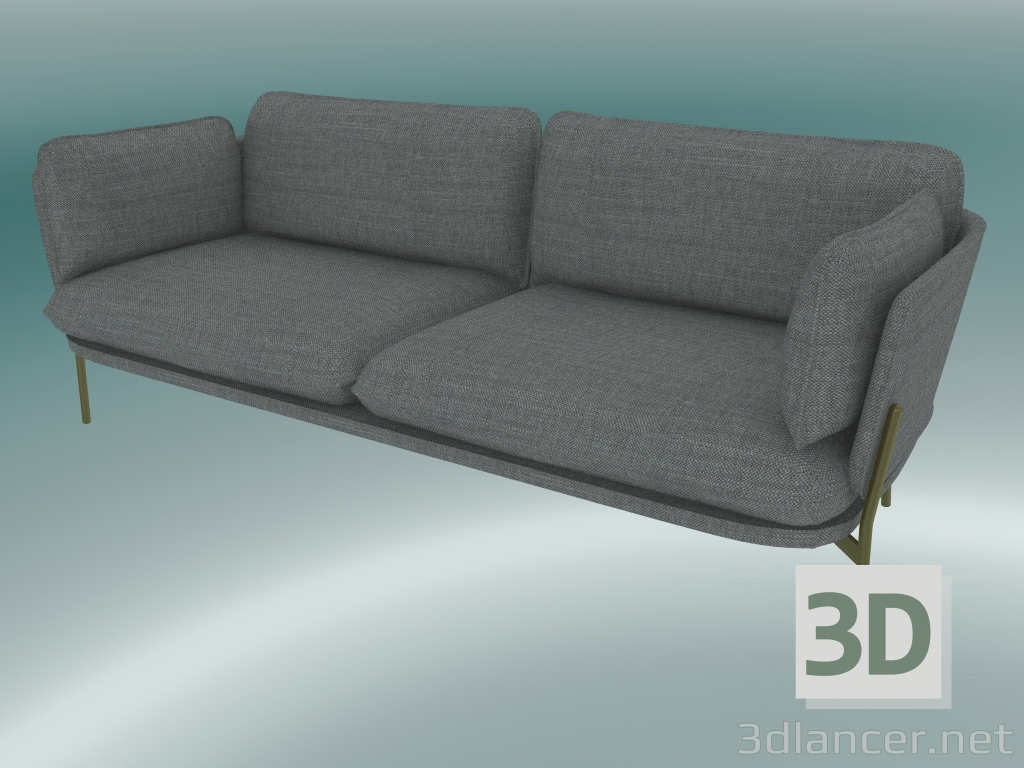 modello 3D Divano divano (LN3.2, 84x220 H 75cm, gambe bronzate, Hot Madison 724) - anteprima