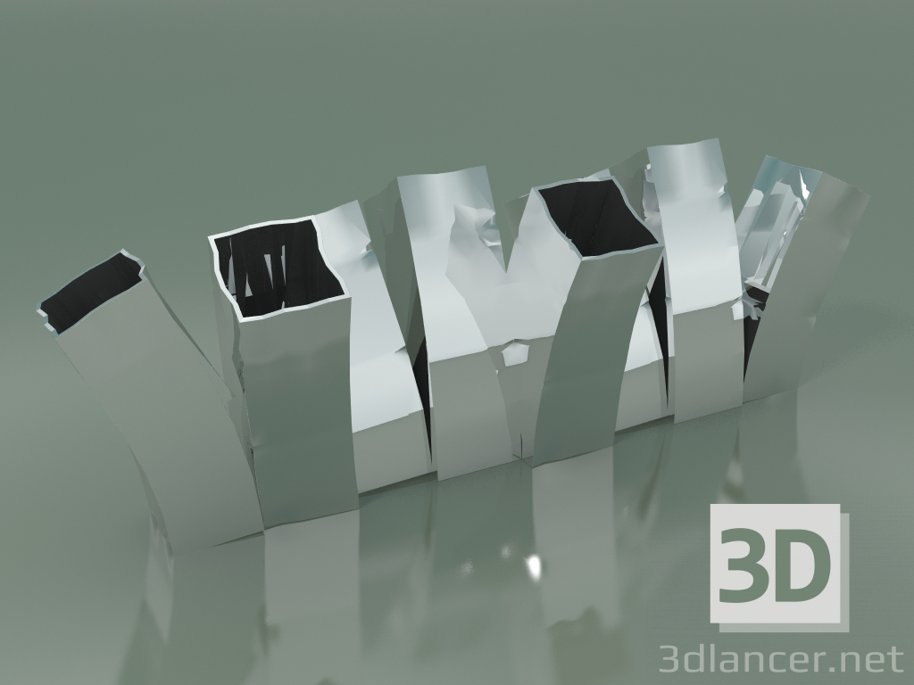 modello 3D Vaso Skyline Up (H 20cm, Platino) - anteprima