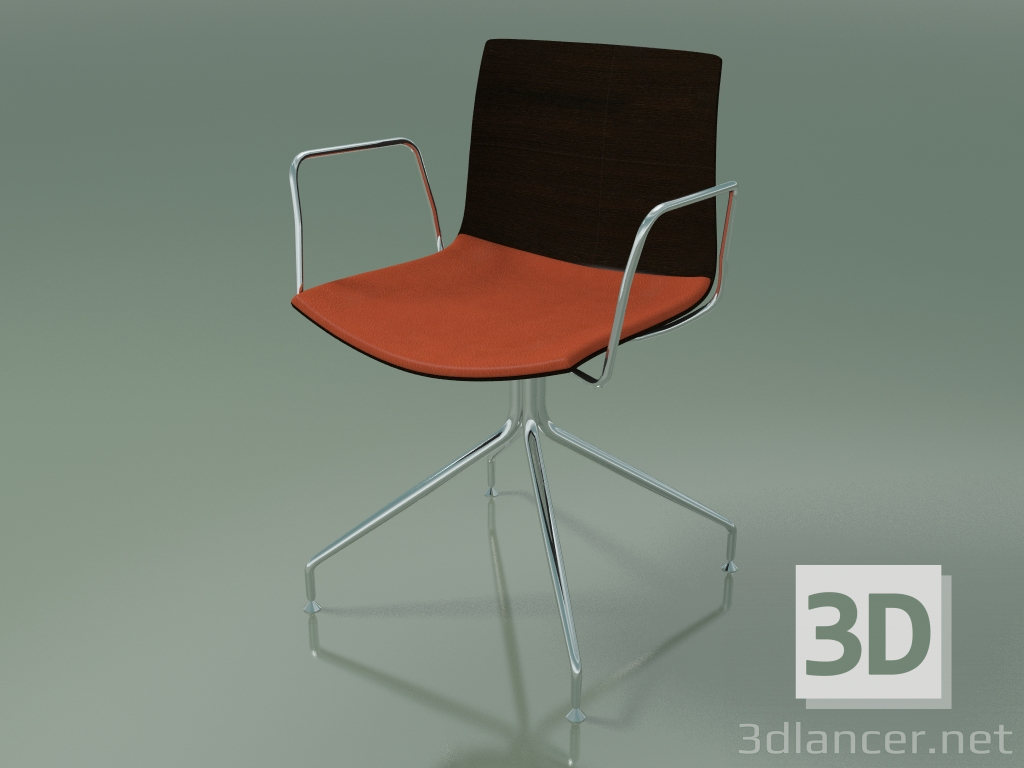 3D Modell Stuhl 0455 (drehbar, mit Armlehnen, mit Sitzkissen, Wenge) - Vorschau
