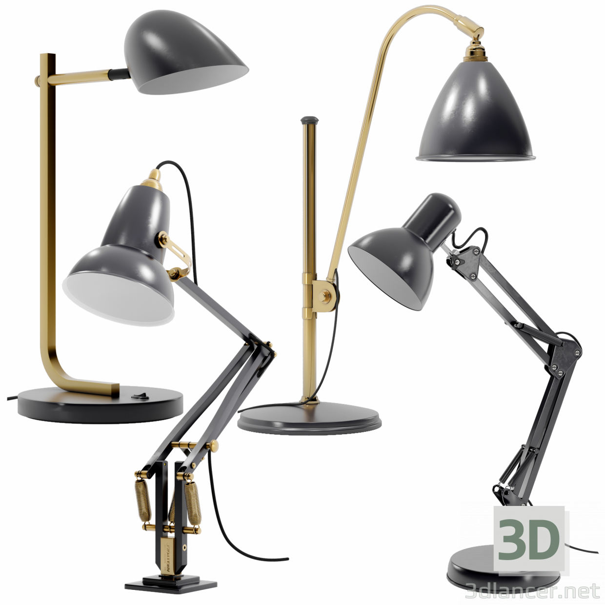 3d 4-Study-Lamp model buy - render
