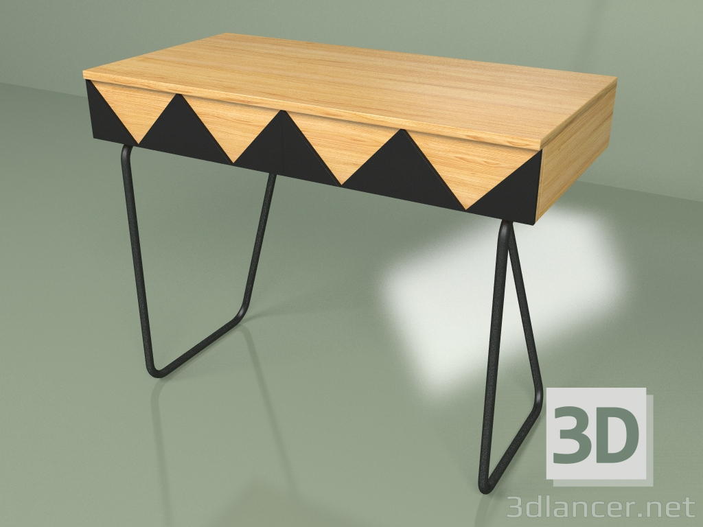3D Modell Großer Woo Schreibtisch (schwarz, helles Furnier) - Vorschau