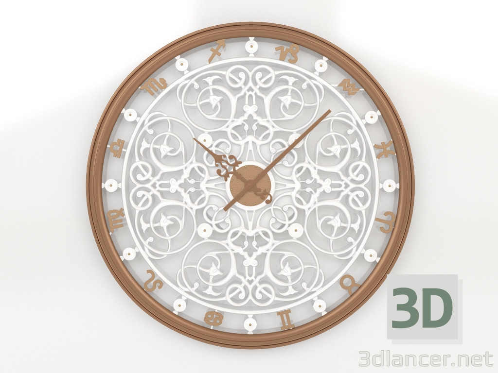 3 डी मॉडल दीवार घड़ी राशि चक्र (कांस्य) - पूर्वावलोकन