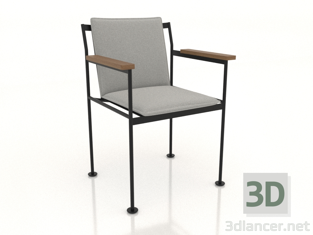 3D Modell Ein Stuhl mit Holzarmlehnen - Vorschau