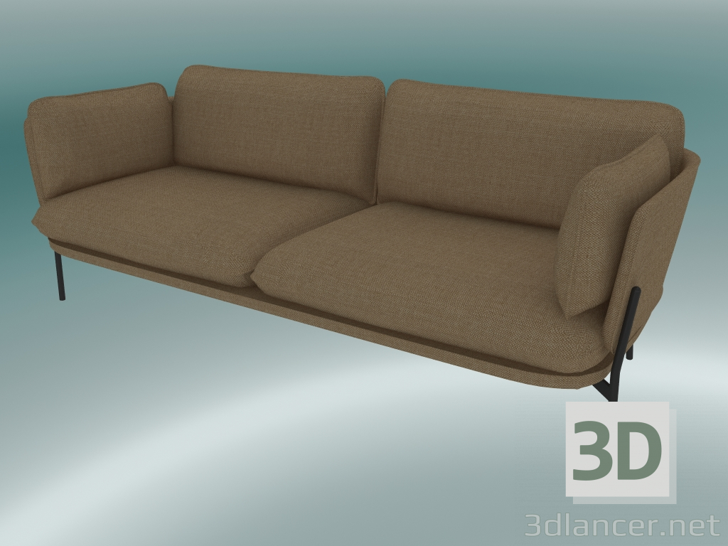 modello 3D Divano divano (LN3.2, 84x220 H 75 cm, gambe nere calde, Madison 495 calda) - anteprima