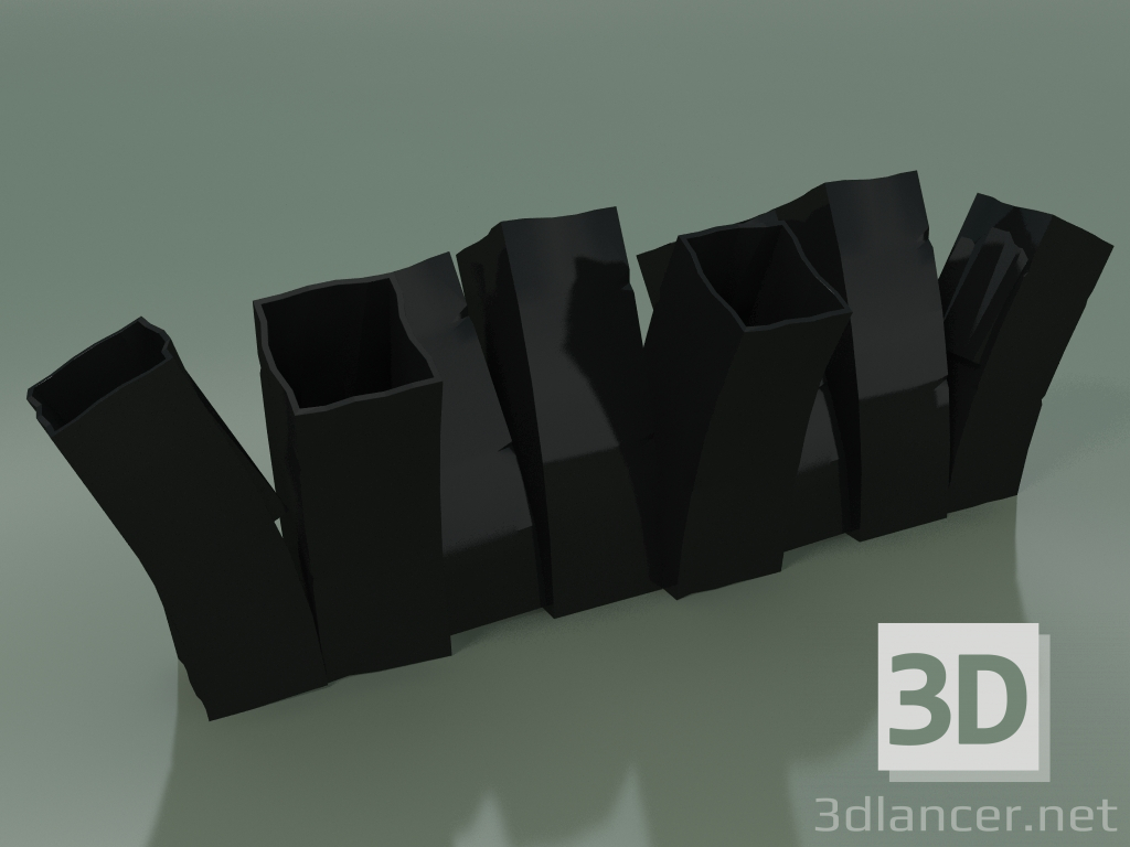 modello 3D Vase Skyline Up (H 20cm, Nero) - anteprima