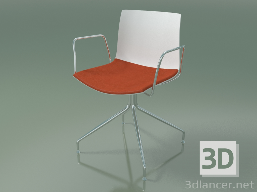 modello 3D Sedia 0455 (girevole, con braccioli, con cuscino sedile, polipropilene PO00101) - anteprima
