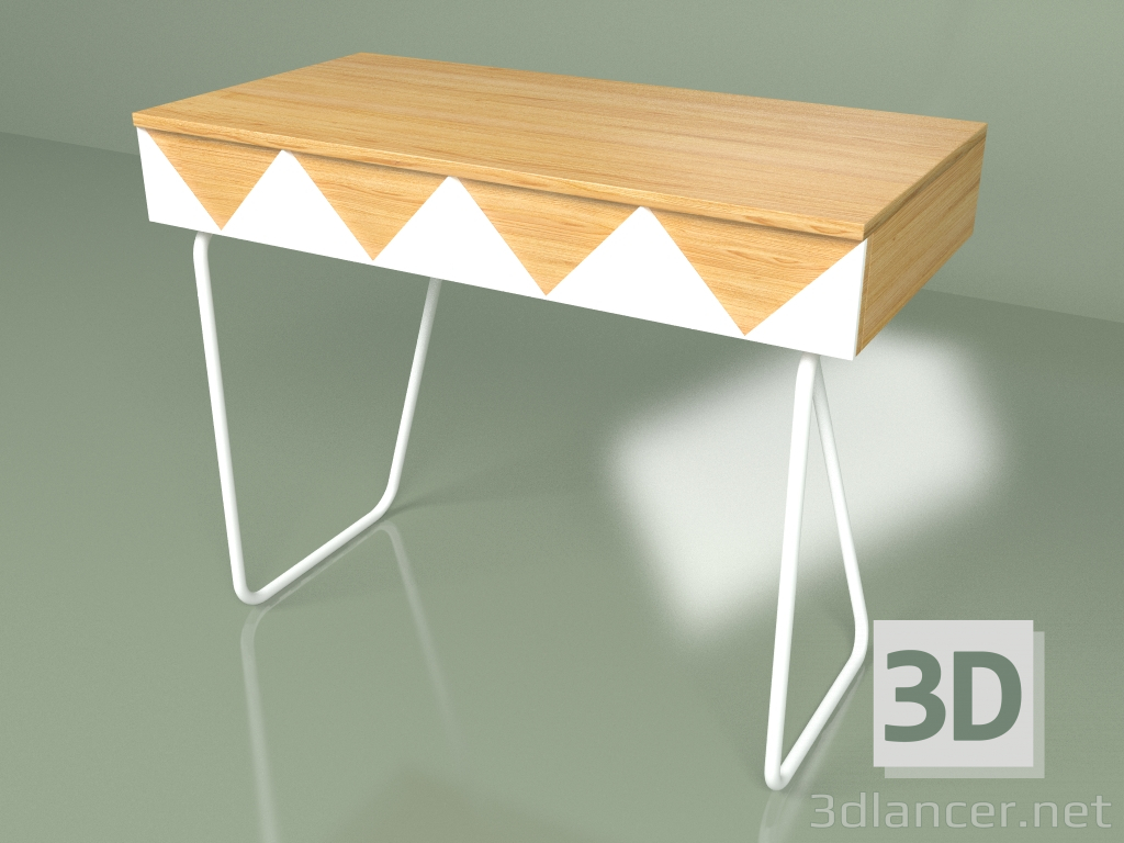 3D Modell Großer Woo Schreibtisch (weiß, helles Furnier) - Vorschau