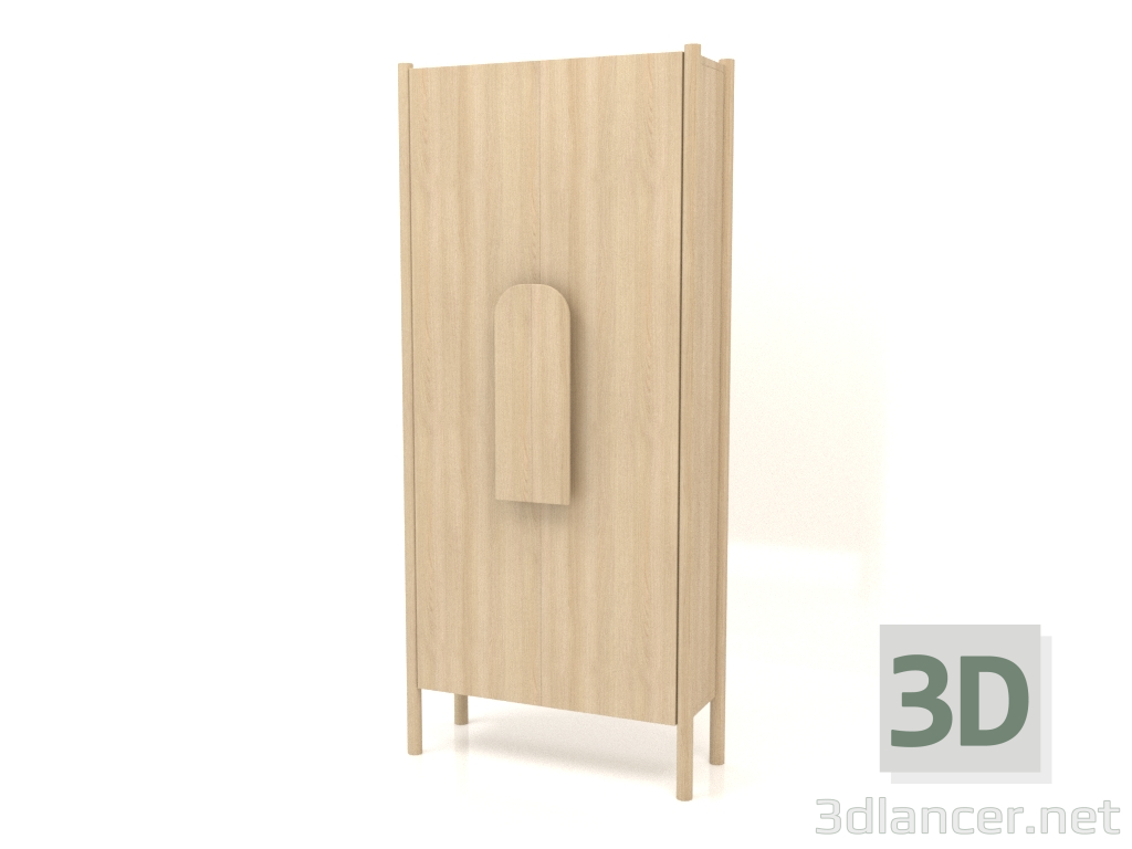 modello 3D Armadio con maniglie corte L 01 (800x300x1800, legno bianco) - anteprima