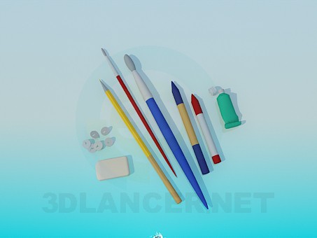 3d модель Набор инструментов для художника – превью