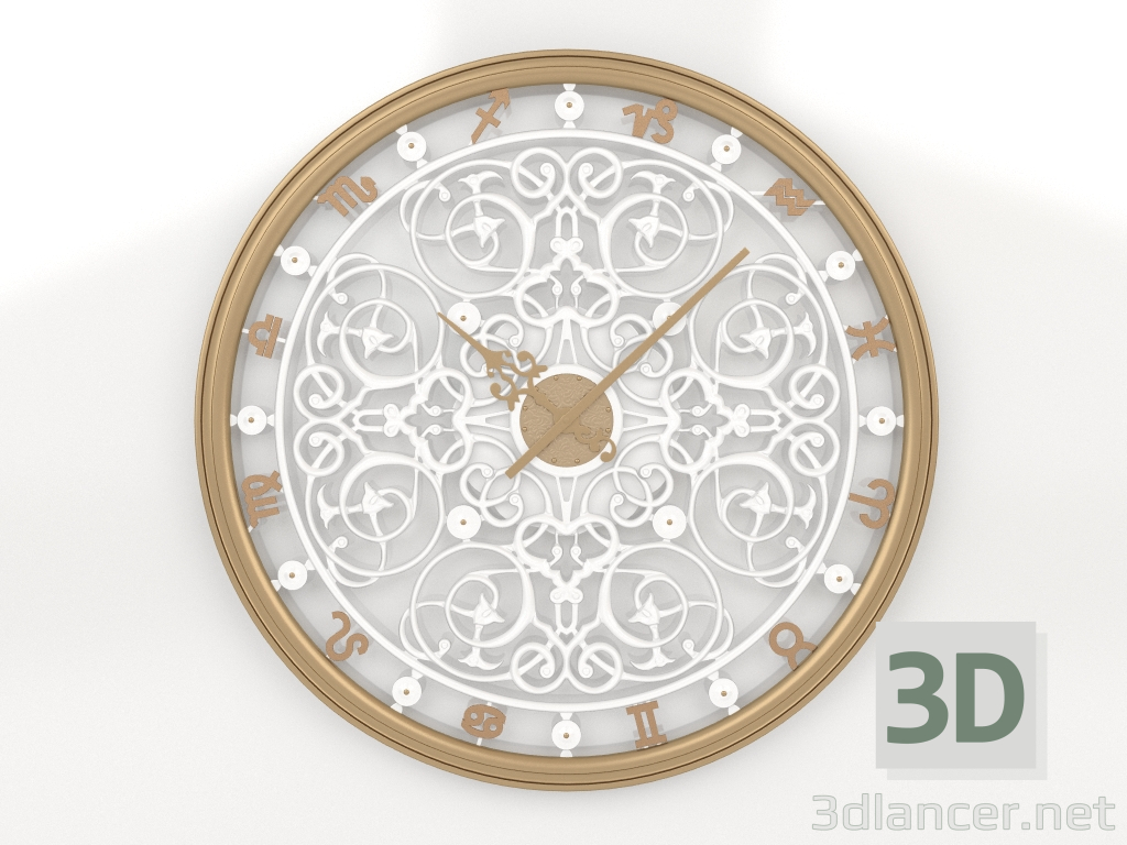 modèle 3D Horloge murale ZODIAQUE (or) - preview