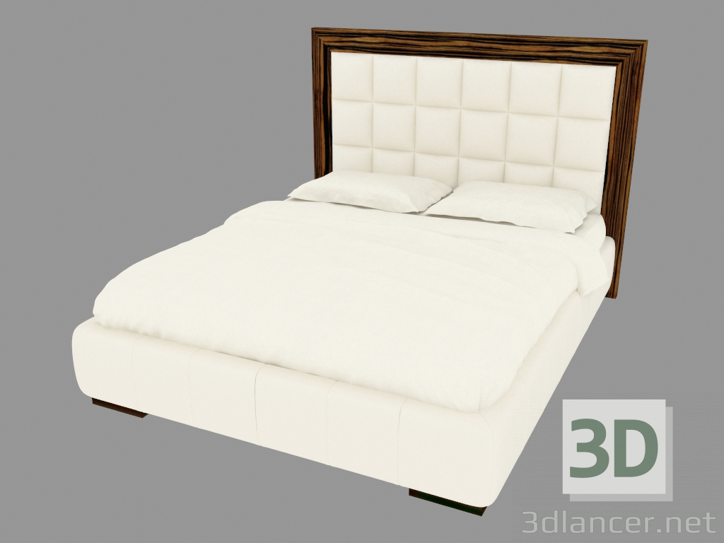 3d модель Ліжко двоспальне в світлій шкіряній оббивці – превью