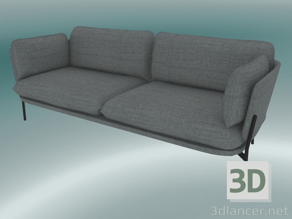 3D Modell Sofa Sofa (LN3.2, 84 x 220 H 75 cm, warme schwarze Beine, Hot Madison 724) - Vorschau