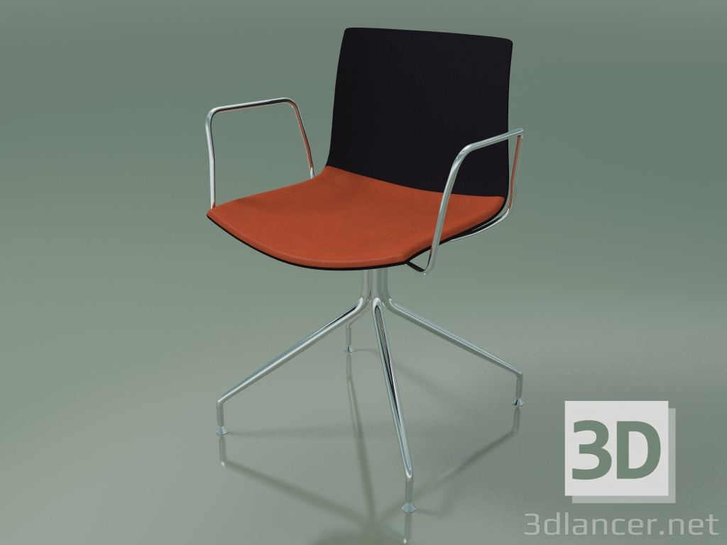 modello 3D Sedia 0455 (girevole, con braccioli, con cuscino sedile, polipropilene PO00109) - anteprima