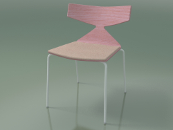 Stapelbarer Stuhl 3710 (4 Metallbeine, mit Kissen, Pink, V12)