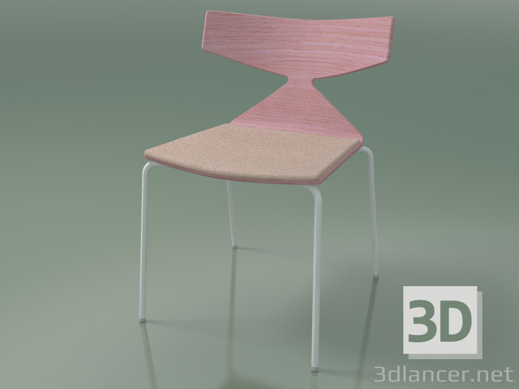modèle 3D Chaise empilable 3710 (4 pieds en métal, avec coussin, rose, V12) - preview