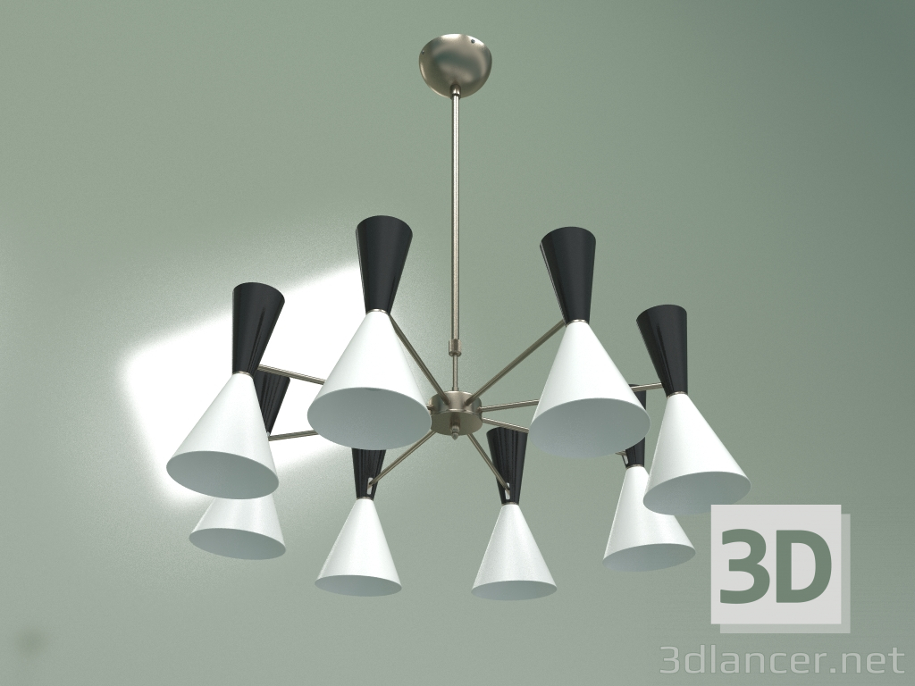 Modelo 3d Luminária de teto Estilo Stilnovo, 8 lâmpadas - preview