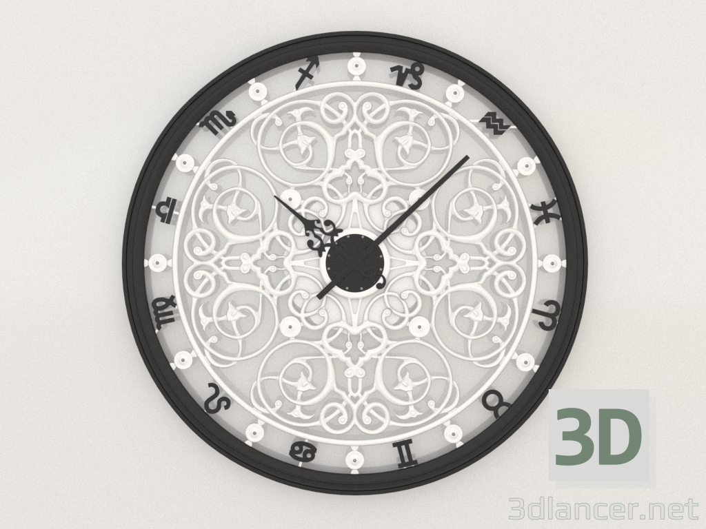 3d model Reloj de pared ZODIAC (negro) - vista previa
