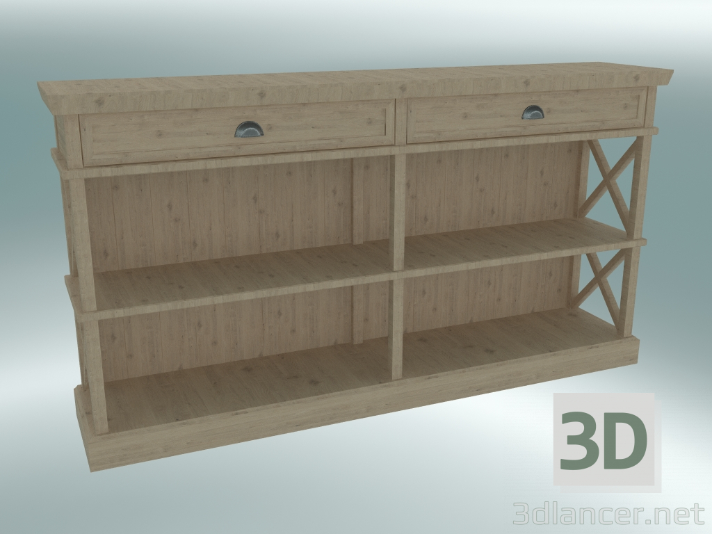 modèle 3D Armoire à documents Cambridge avec 2 tiroirs grand (chêne gris) - preview
