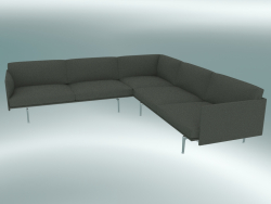 Corner sofa Outline (Fiord 961, Polished Aluminum)