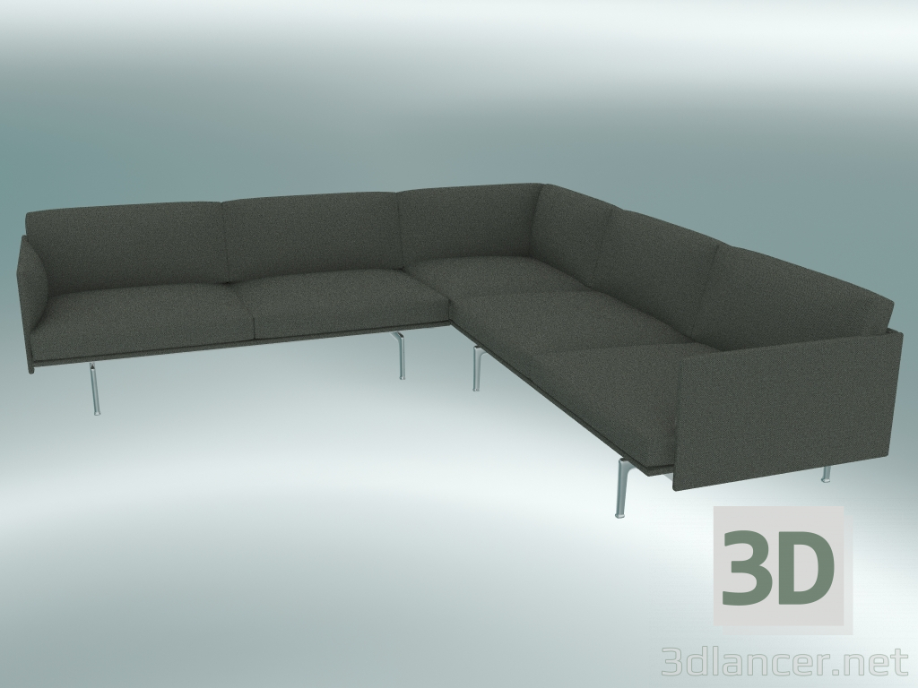 Modelo 3d Contorno do sofá de canto (Fiord 961, alumínio polido) - preview