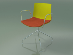 Stuhl 0455 (drehbar, mit Armlehnen, mit Sitzkissen, Polypropylen PO00118)