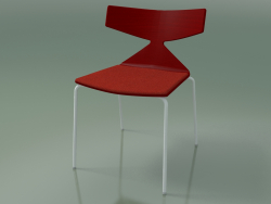 Chaise empilable 3710 (4 pieds en métal, avec coussin, Rouge, V12)