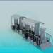 3D Modell Hölzerne Dampflokomotive - Vorschau