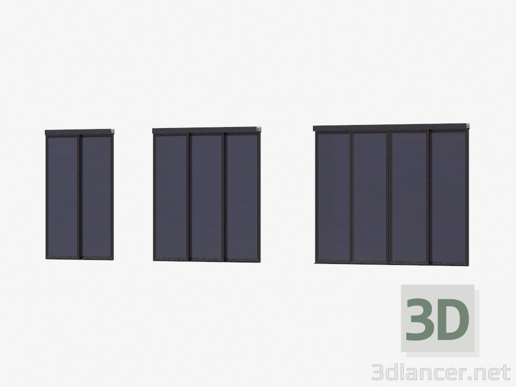 3d model Partición de interroom de A6 (vidrio negro transparente marrón oscuro) - vista previa