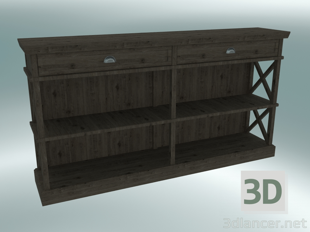 3d model Cambridge document cabinet with 2 drawers large (Dark Oak) - preview
