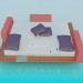 3D Modell Bett mit Holzbrücken - Vorschau