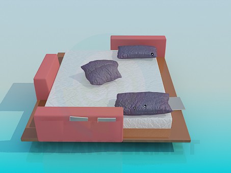 3d модель Кровать с деревянными подставками – превью 3d модель Кровать с деревянными подставками – превью