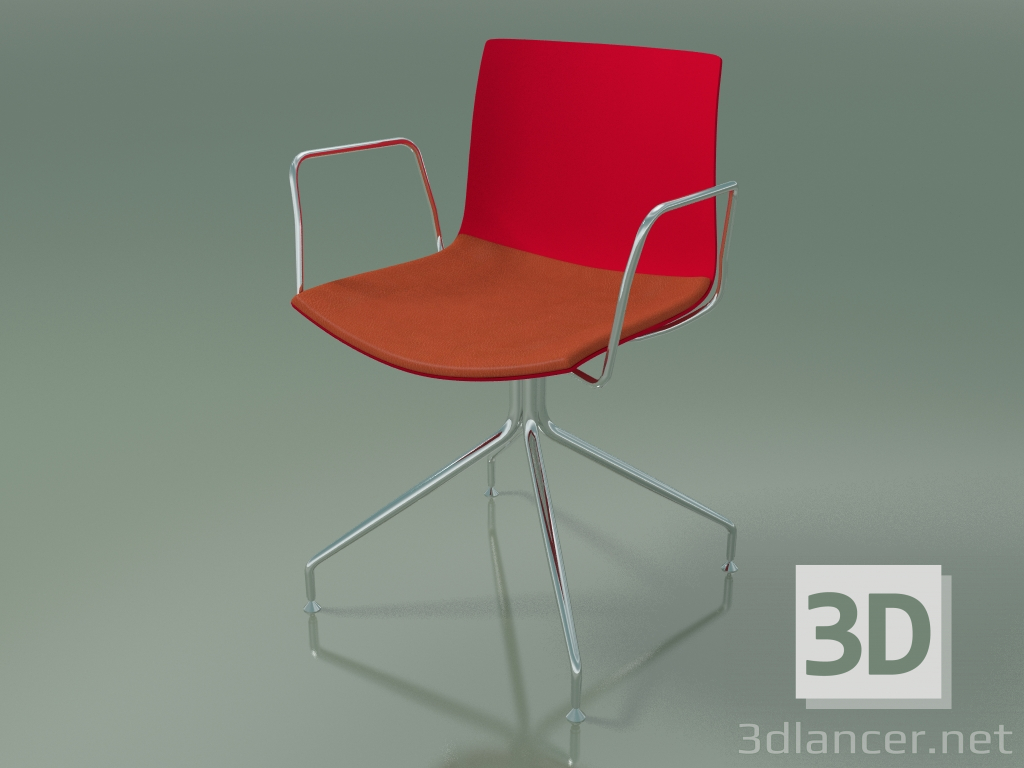 modèle 3D Chaise 0455 (pivotante, avec accoudoirs, avec coussin d'assise, polypropylène PO00104) - preview
