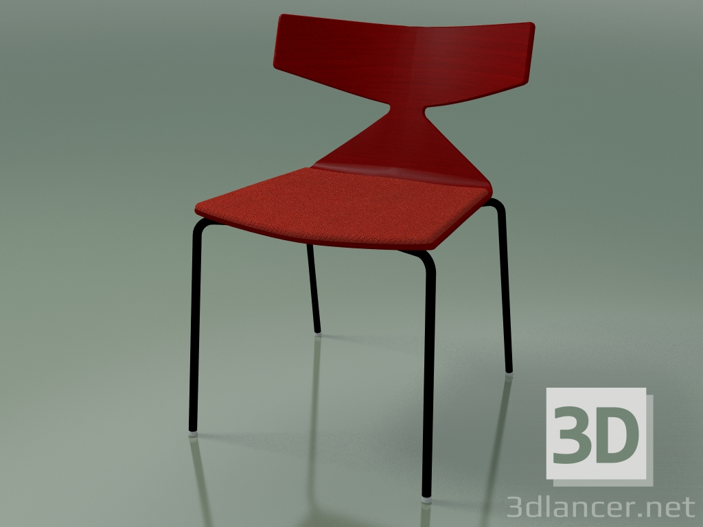 3D Modell Stapelbarer Stuhl 3710 (4 Metallbeine, mit Kissen, Rot, V39) - Vorschau