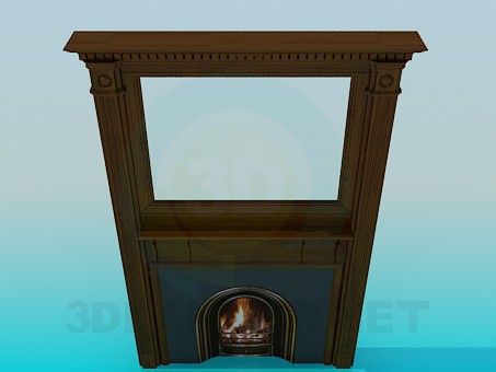 3d model Fireplace with mirror - preview 3d model Fireplace with mirror - preview