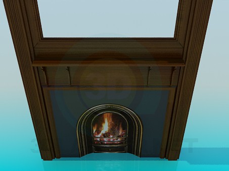 3d model Fireplace with mirror - preview 3d model Fireplace with mirror - preview