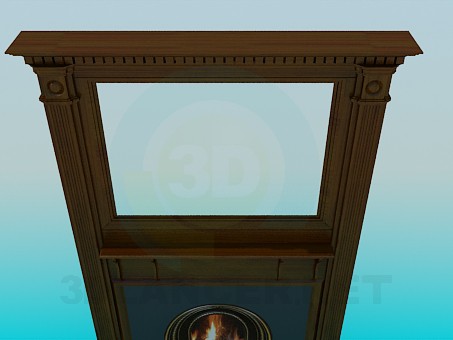 3d model Fireplace with mirror - preview 3d model Fireplace with mirror - preview