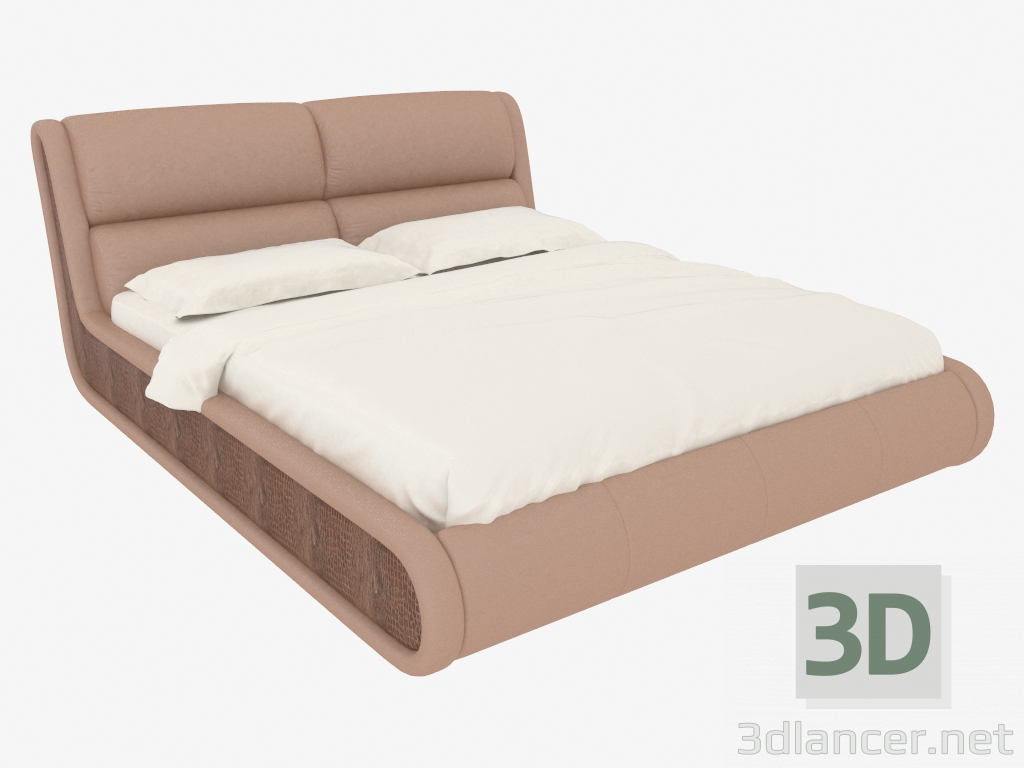 3D modeli Yan panelli çift kişilik yatak - önizleme