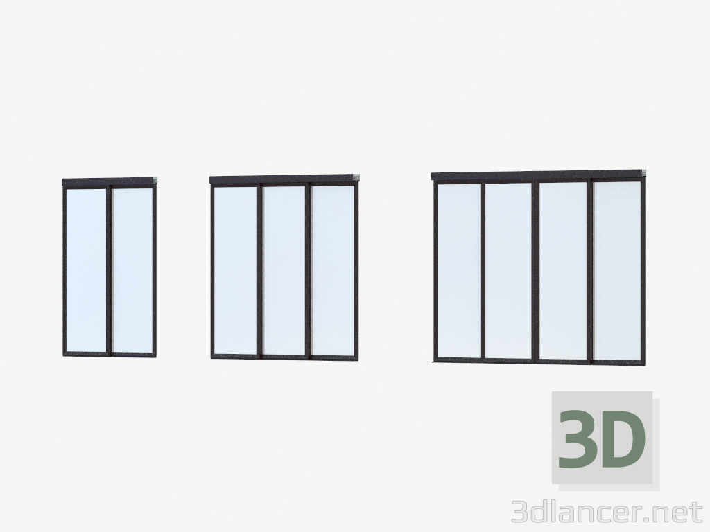3d model Interroom partition of A6 (dark brown white glass) - preview