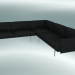 3D modeli Köşe kanepe Anahat (Rafine Siyah Deri, Parlak Alüminyum) - önizleme