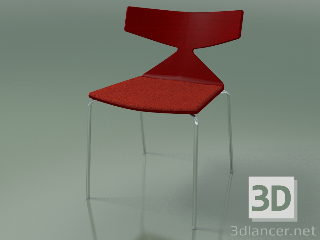 modèle 3D Chaise empilable 3710 (4 pieds en métal, avec coussin, Rouge, CRO) - preview