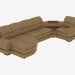 3d model Leather sofa with coffee table and bar - preview