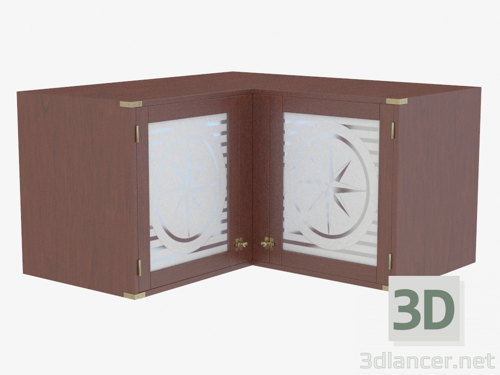 modèle 3D Armoire d'angle avec portes vitrées - preview