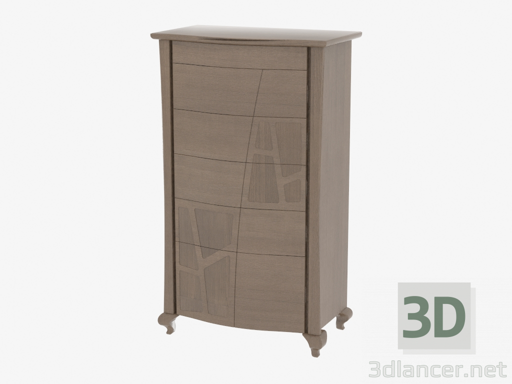 3d model Chest high with 6 drawers on figured legs SEMONR - preview
