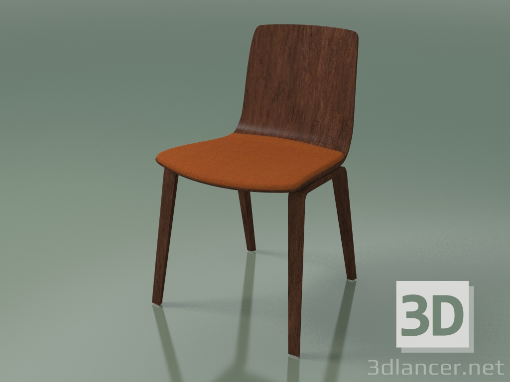 Modelo 3d Cadeira 3978 (4 pernas de madeira, com um travesseiro no assento, nogueira) - preview