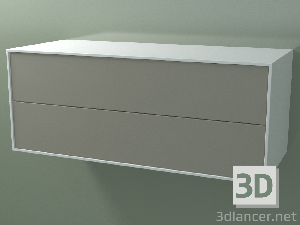 3D Modell Doppelbox (8AUECB01, Gletscherweiß C01, HPL P04, L 120, P 50, H 48 cm) - Vorschau