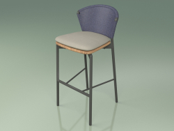 Bar stool 050 (Blue, Metal Smoke, Teak)