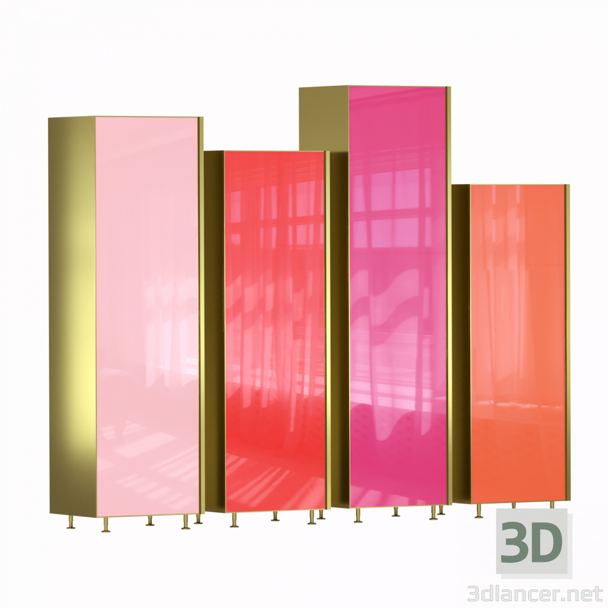 3d Contemporary Column Set by Linee Studio model buy - render