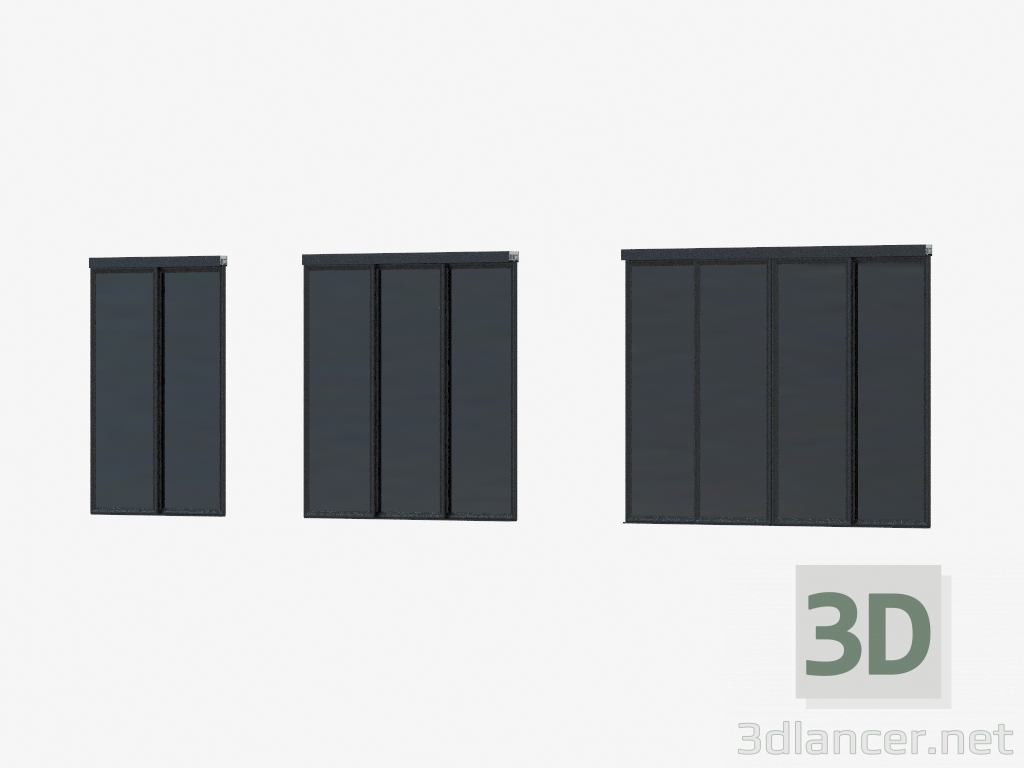 3d model Interroom partition A7 (black black glass) - preview