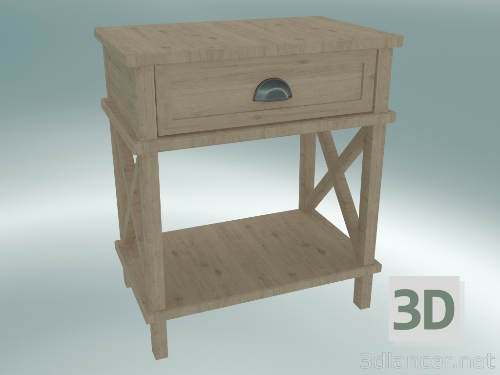 modèle 3D Table de chevet Cambridge avec grand tiroir (chêne gris) - preview